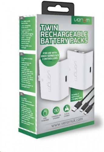 Venom Twin Rechargeable Battery Packs for Xbox Series white (VS2872)