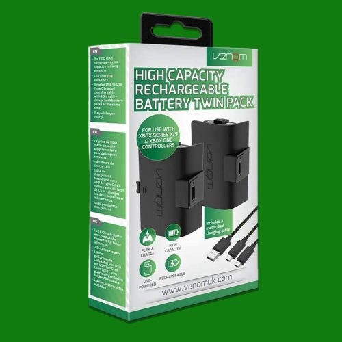 Venom Xbox Series S/X - fekete magas kapacítású (1100mAh) akkucsomag (2 db) + 3 méter (VS2883)